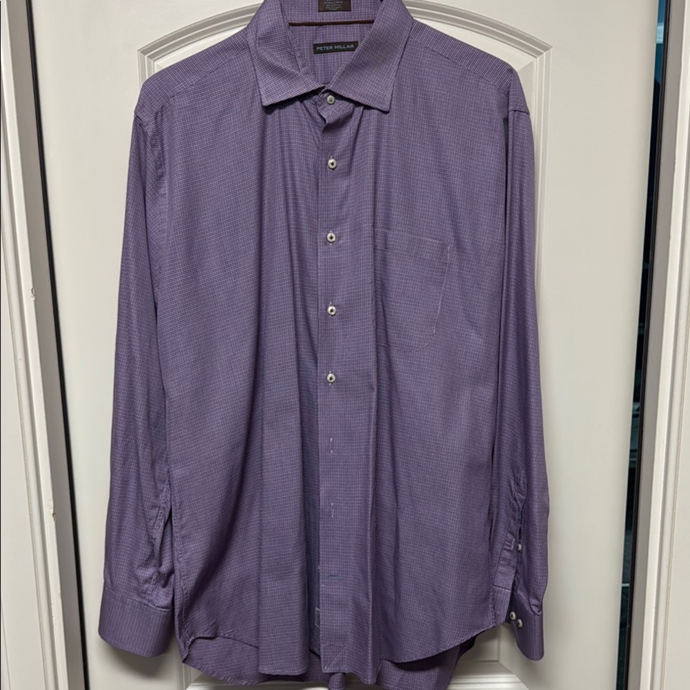 Peter Millar purple plaid shirt